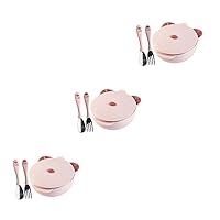 ERINGOGO 3 Sets Stainless Steel Dinner Plate Flatware Baby Bowls Container Thermal Insulation Bowl Infant Bowls Baby Complementary Bowl Toddler Bowl Pink Food Bowl Child re-usable