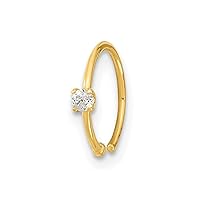 14k Gold 22 Gauge CZ Cubic Zirconia Simulated Diamond Hoop Nose Ring Body Jewelry Measures 2.27mm Wide Jewelry Gifts for Women