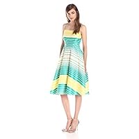 Women's Mixed Stripe Fit & Flare Frock Dress