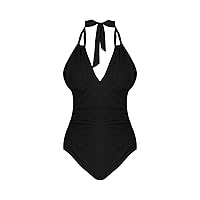 Women Bathing Suits Tummy Control One Piece Cruise High Neck Swimsuits for Women D Cup Sexy Woman High Waist