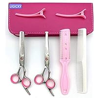 Baby Hair Cutting Scissors Set Professional Safety Round Tip Stainless Steel Hair thinning Shears Bang Hair Scissor for Kids/Salon/Home
