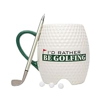 Golf Mug - I'd Rather Be Golfing, With Pen and 3 Golf Balls, 16 Oz