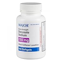 MAJOR Extra Strength Stool Softener Laxative Docusate Sodium 250 mg - 100 Softgels