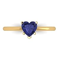 Clara Pucci 1.1 ct Heart Cut Solitaire Simulated Tanzanite Classic Anniversary Promise Engagement ring Solid 18K Yellow Gold for Women