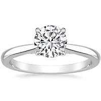 10K Solid White Gold Handmade Engagement Rings 1 CT Round Cut Moissanite Diamond Solitaire Wedding/Bridal Ring Set for Women/Her Propose Ring