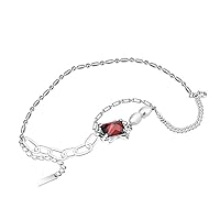 Baroque Pearls Silver Bracelet Stack, Ruby Bracelets for Women, Handmade Link Bracelet Jewelry Gift for Girls