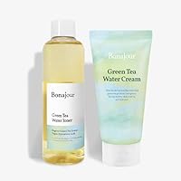BONAJOUR] Green Tea Water Bomb Cream & Toner Set, Vegan moisturizer Duo, 7.2+3.38 fl.oz…