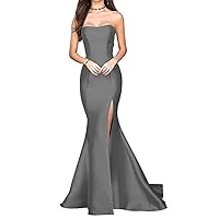 Women's Mermaid High Slit Backless Long Prom Gowns