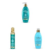 OGX Locking + Coconut Curls Air Dry Cream & Locking + Coconut Curls Decadent Creamy Mousse & Argan Oil of Morocco Curling Perfection Curl-Defining Cream & Hair Textures, Paraben-Free, Sulfated