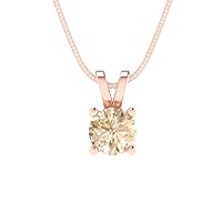 Clara Pucci 0.45ct Round Cut Designer Genuine Natural Morganite Gem Solitaire Pendant Necklace With 16