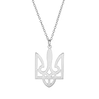 EUEAVAN Ukraine Trident Ukraine Coat of Arms Pendant Necklace Flag Charm Ukraine Symbols Choker Patriotic Gift Ukraine Souvenir Jewelry Girls Women Stainless Steel