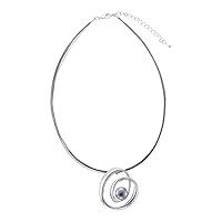 Elegant Silver Wire Collar Necklace with Spiral Pendant and Silver Bead – Unique and Graceful Jewelry for Casual and Formal Elegance