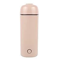 Portable Travel Electric Kettle Mini Thermos Fast Boil Boiling Teapot Heating Cup Stainless Steel Metal Bottle for Coffee Tee Making 350ml Capacity, Pink
