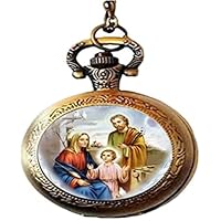 Religious Belief Jewelry Blessed Virgin Mary Jesus Glass Art Photo Pocket Watch Necklace Man Woman Jewelry as Gifts