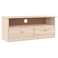 vidaXL ALTA TV Cabinet - Scandinavian Solid Wood Pine Media Centre with Drawers - Living Room/Bedroom Storage Solution - Unfinished, Customizable - 39.4”x13.8”x16.1”