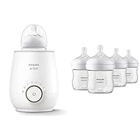 Baby Bottle Warming Bundle with Natural Baby Bottles with Natural Response Nipples, 4 Ounce, 4 Pack + Fast Baby Bottle Warmer