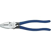 Klein Tools D213-9NETH Lineman's Bolt-Thread Holding Pliers, Made in USA, High-Leverage Streamline Design with Rounded Nose and Knurled Jaw, 9-Inch