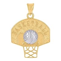 14k Two tone Gold Mens Basketball Sports Charm Pendant Necklace Measures 36.6x25.8mm Wide Jewelry for Men