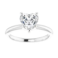 925 Silver 10K/14K/18K Solid White Gold Handmade Engagement Ring 1 CT Heart Cut Moissanite Diamond Solitaire Wedding/Bridal Ring Vintage Antique Perfect Rings for Her