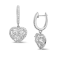 2 CT Round Cut Created Diamond Solitaire Drop Dangle Earrings 14k White Gold Finish