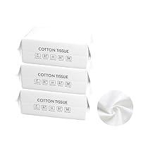 Cotton Tissue Facial Tissue Soft Dry Wipe Multipurpose Cotton Wipes Disposable Face Towel Extra Strong and Absorbent Dry or Wet Use for Surface Cleaning Makeup Removing Baby Care 3Pack(300Count)