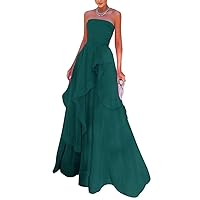 Long Chiffon Bridesmaid Dress Off The Shoulder Ruffles Prom Dresses Strapless Layered Formal Evening Party Gown