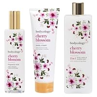 Bodycology Cherry Blossom Gift Set, (1) Body Wash/Bubble Bath (1) Fragrance Mist (1) Body Cream