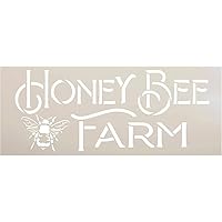 Vintage Honey Bee Farm Stencil by StudioR12 | DIY Spring Farmhouse Kitchen Home Decor | Craft & Paint Rustic Country Summer Wood Signs | Reusable Mylar Template | Select Size (13.5 x 5.5 inch)