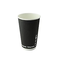 PacknWood 210GCRWB16N 5.4 x 3.5 in. Black Rippled Wall Cup without Plastic - 16 oz - 500 Piece