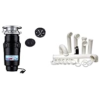 10-US-WM-048-3B Garbage Disposal Anti-Jam Stainless Steel Food Waste Grinding System, 1/3 HP Builder, Black & PF WaterWorks PF0989Garbage Disposal Installation KitWhite