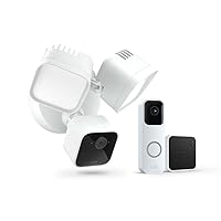 Blink Wired Floodlight Camera + Video Doorbell with Sync Module 2 | Two-way audio, HD day and night video, motion detection, works with Alexa — (White)