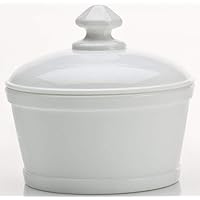 Mosser Glass Round Lided Butter Tub in Butter Solid Milk White Glass