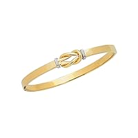 14k Yellow White Gold 4.75mm Shiny Loop Top Fancy Cuff Stackable Bangle Bracelet With Clasp Jewelry Gifts for Women