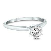 AGS Certified 3/8 Carat Round Diamond Solitaire Ring in 14K White Gold (H-I Color, SI1-SI2 Clarity)