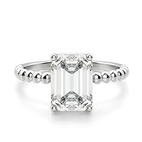 Moissanite Anniversary Rings, 2.0 ct Colorless VVS1 Clarity Stone, 14K White Gold Setting