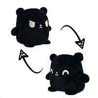 TeeTurtle - Plushmates - Magnetic Reversible Plushies that hold hands when happy - Black Bear - Huggable and Soft Sensory Fidget Toy Stuffed Animals That Show Your Mood - Gift for Kids and Adults!