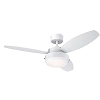 Westinghouse Lighting 73058 Alloy Modern 105 cm Ceiling Fan with Lighting, White Finish with Opal Frosted Glass