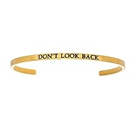 Intuitions Stainless Steel Yellow Finish dont Look Back Cuff Bangle