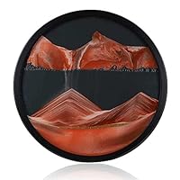 Dynamic Sand Art Picture,3D Moving Sand Landscape Round Glass Moving Sand Picture,S for Stress Relief Wall Mounted Moving Sand Art Picture,for Office Home/Red/44CM/17IN