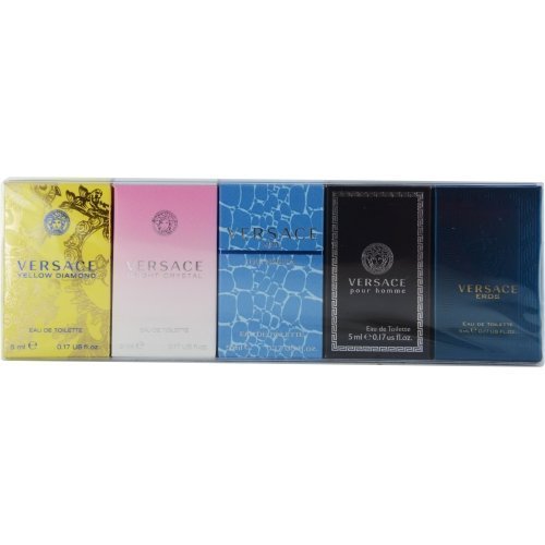 Versace Variety By Gianni Versace 5 Piece Unisex Mini Variety With Man Eau Fraiche & Signature & Bright Crystal & Yellow Diamonds & Eros And All Are Edt .17 Oz Minis