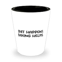 Nice Baking Gifts, Shit Happens. Baking Helps, Baking Shot Glass From Friends, Ceramic Cup For Friends, Ceramic baking cups, Baking cup sets, Personalized baking cups, Baking cups with lids, ReUnited