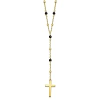 Sterling Silver Gold-tone Beaded Onyx Cross Necklace with 2