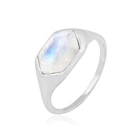 Glowing Moonlight Moonstone Ring 925 Sterling Silver Gemstone Jewelry