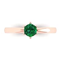 Clara Pucci 0.6 ct Brilliant Round Cut Solitaire Simulated Emerald Classic Anniversary Promise Bridal ring 18K rose gold for Women