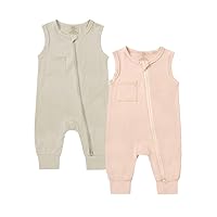JunNeng Baby Boy Girl 2 Pack Rayon of Bamboo Romper Sleeper Infant Short Sleeve 2 Way Zipper Footless Summer Outfit