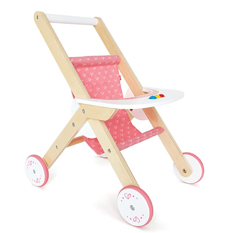 Hape Babydoll Stroller Toddler Wooden Doll Play Furniture Pink, L: 17.5, W: 12.8, H: 20.2 inch