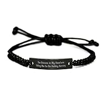 Gag Hobby Horsing Black Rope Bracelet, The Voices in My Head are Telling Me to Go, for Friends, Friendship Gifts, Gift Ideas for Friends