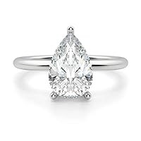 14k White Gold 1.5 ct. 9X6mm Oval Colorless Moissanite Solitaire Engagement Ring