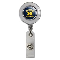University of Michigan Wolverines Logo Retractable Reel Chrome Badge ID Card Holder Clip