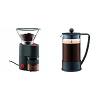 Bodum Bistro Burr Coffee Grinder, 1 EA, Black & Brazil French Press Coffee and Tea Maker, 34 oz, Black